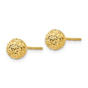 14K Diamond Cut 6mm Ball Post Earrings